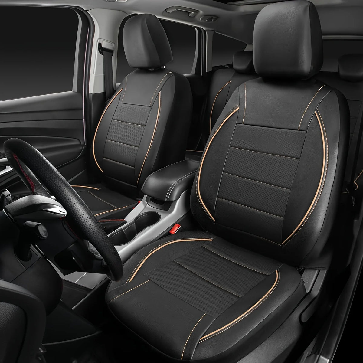 Universal Leather Car Seat Covers Simple Style Breathable Full Set or Front Pair