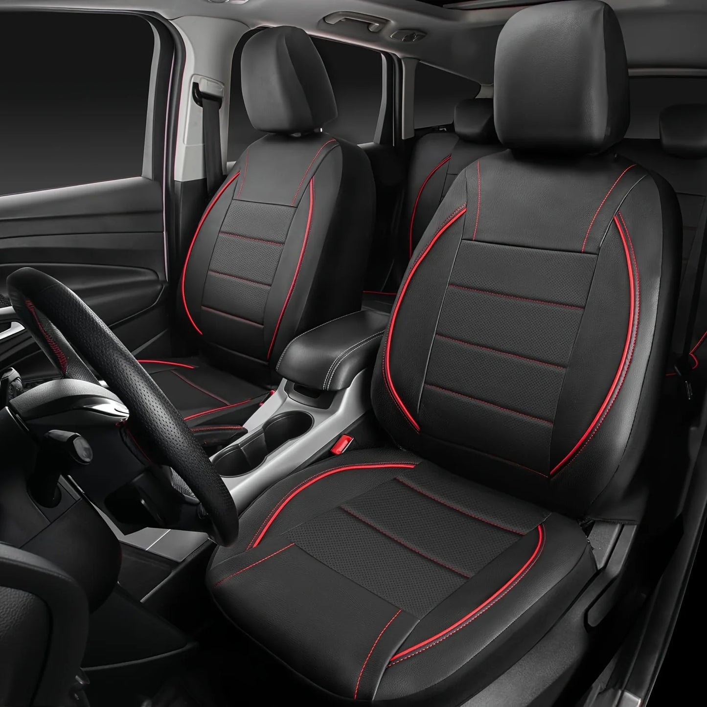 Universal Leather Car Seat Covers Simple Style Breathable  Full Set or Front Pair