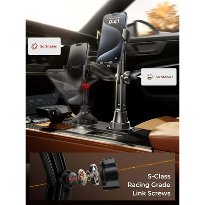 Upgraded Cup Phone Holder – 360° Adjustable Fits all 4-7" Phones in Cars golf Carts & Cradles Universal Car Mount.Car Holder