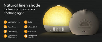 Wake Up Light Sunrise Alarm Clock Timer 30 White Noise Sound Machine Dimmable RGB Night Lights Sleep Aid Snooze Ideal for Gift