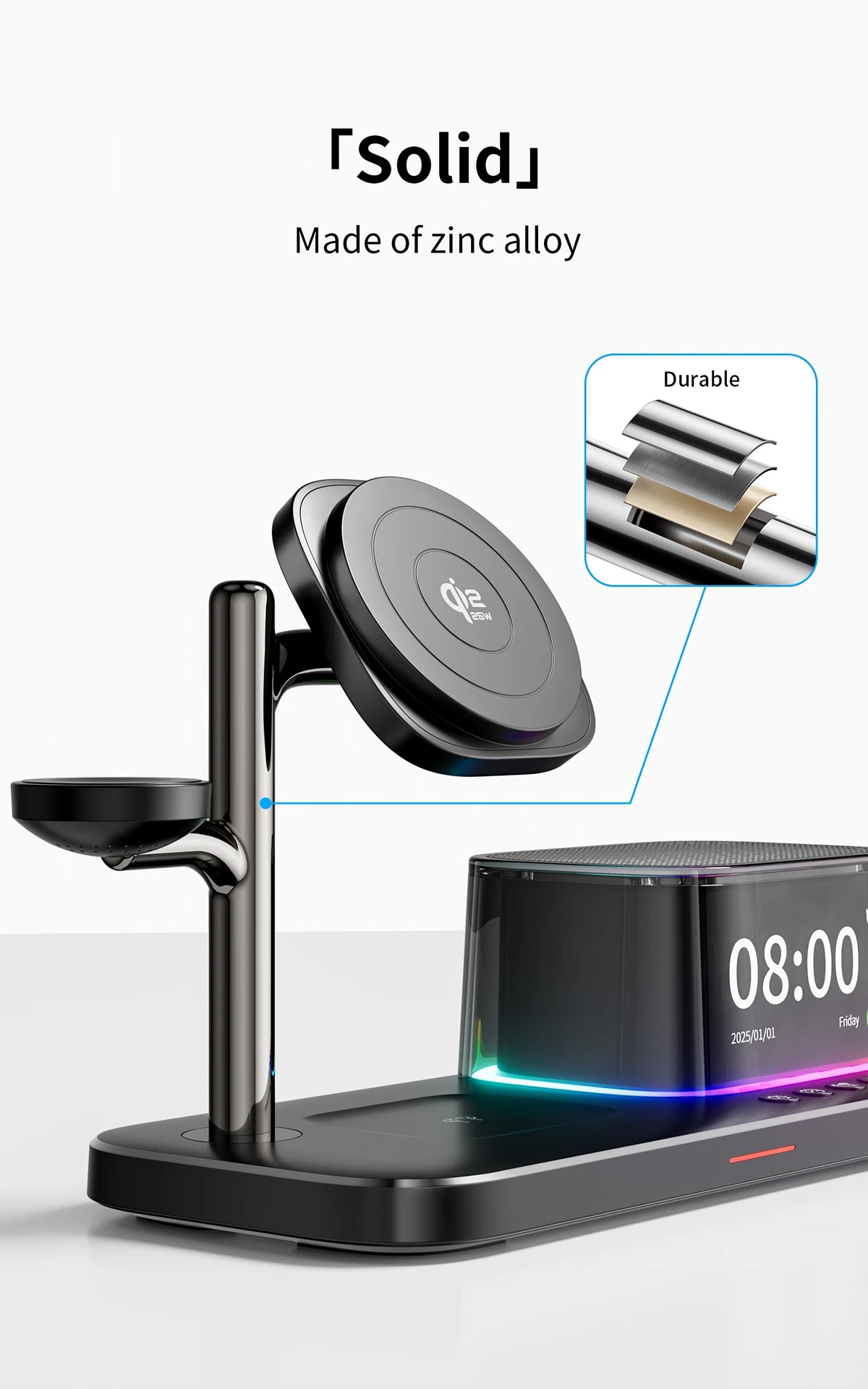Qi2.2 25W 5 in 1 Magnetic Wireless Charger Stand Bluetooth Speaker Fast Charging For iPhone 17 Pro Apple Samsung Watch 2-9 SE