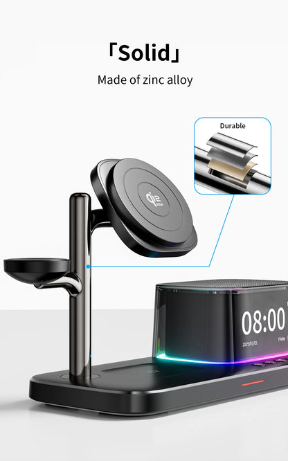 Qi2.2 25W 5 in 1 Magnetic Wireless Charger Stand Bluetooth Speaker Fast Charging For iPhone 17 Pro Apple Samsung Watch 2-9 SE