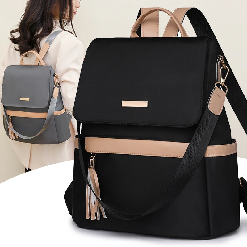 1 Anti-Theft Medium-Sized Classic Backpack With Black Minimalist Adjustable Shoulder Straps, Perfect For Outdoor, Travel, And Ba