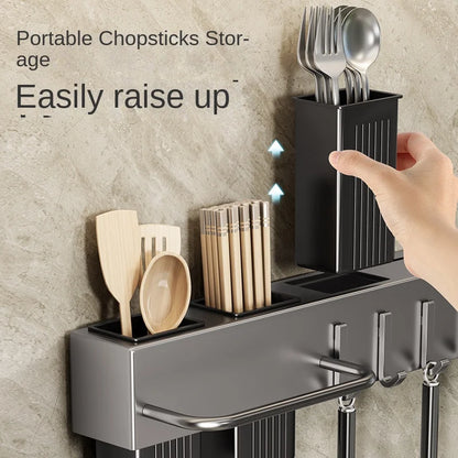 Tool-free Kitchen Shelf, Kitchen Accessories, Multifunctional Wall-mounted Chopstick Holder, Storage for Knives and Tools