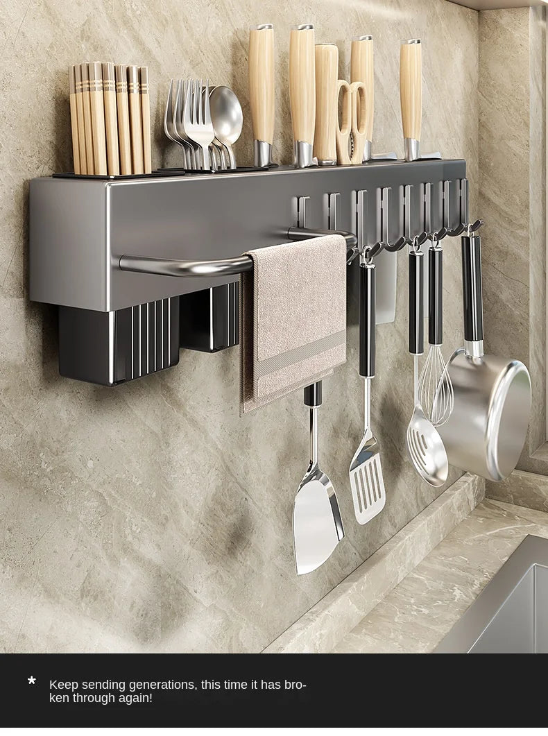 Tool-free Kitchen Shelf, Kitchen Accessories, Multifunctional Wall-mounted Chopstick Holder, Storage for Knives and Tools