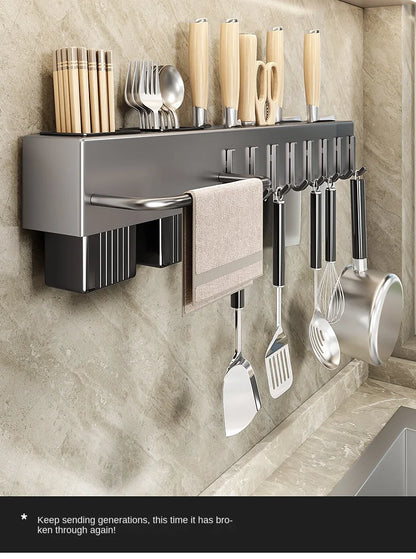 Tool-free Kitchen Shelf, Kitchen Accessories, Multifunctional Wall-mounted Chopstick Holder, Storage for Knives and Tools