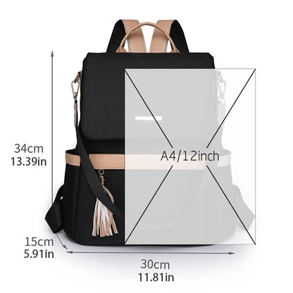 1 Anti-Theft Medium-Sized Classic Backpack With Black Minimalist Adjustable Shoulder Straps, Perfect For Outdoor, Travel, And Ba