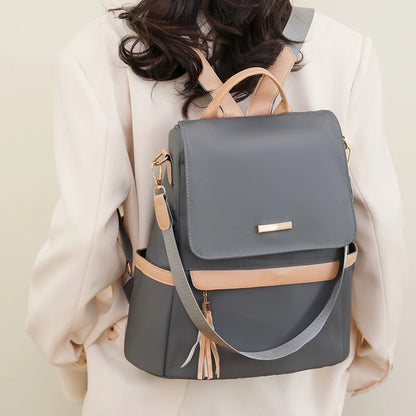 1 Anti-Theft Medium-Sized Classic Backpack With Black Minimalist Adjustable Shoulder Straps, Perfect For Outdoor, Travel, And Ba