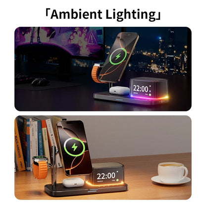 Qi2.2 25W 5 in 1 Magnetic Wireless Charger Stand Bluetooth Speaker Fast Charging For iPhone 17 Pro Apple Samsung Watch 2-9 SE