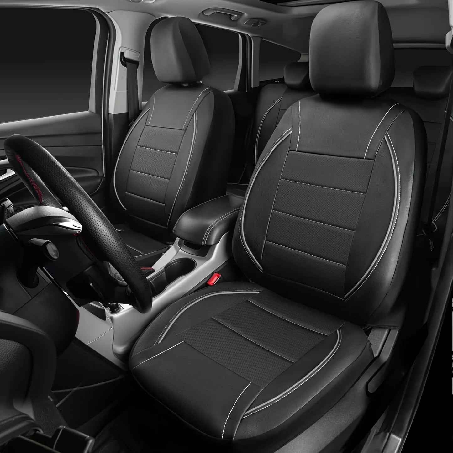 Universal Leather Car Seat Covers Simple Style Breathable  Full Set or Front Pair