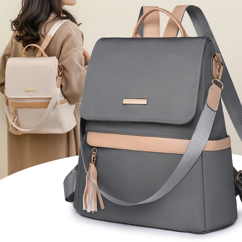 1 Anti-Theft Medium-Sized Classic Backpack With Black Minimalist Adjustable Shoulder Straps, Perfect For Outdoor, Travel, And Ba