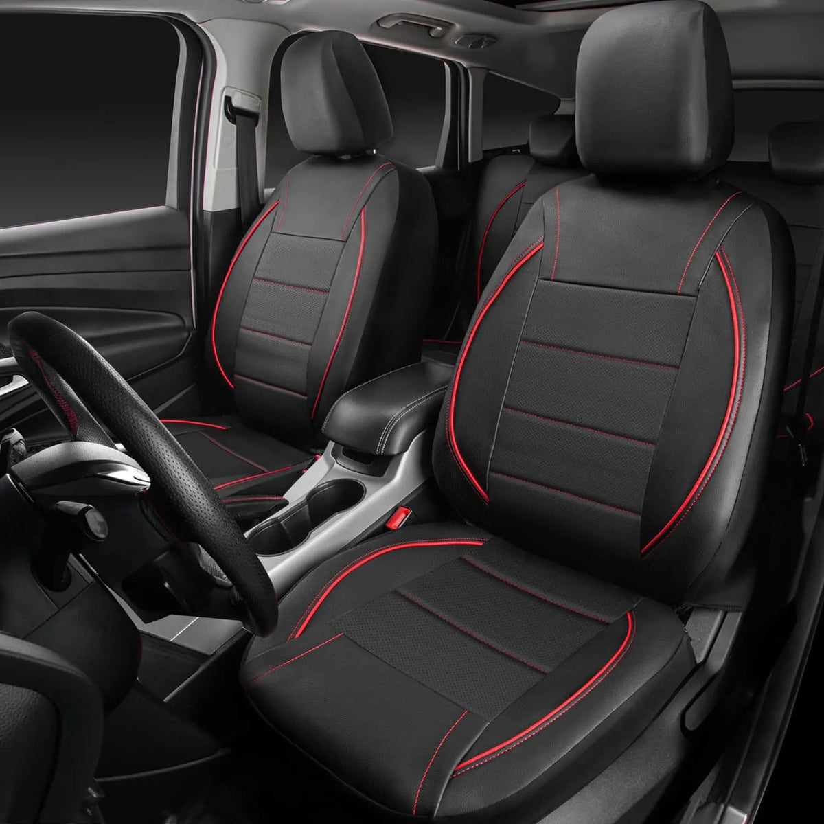Universal Leather Car Seat Covers Simple Style Breathable  Full Set or Front Pair