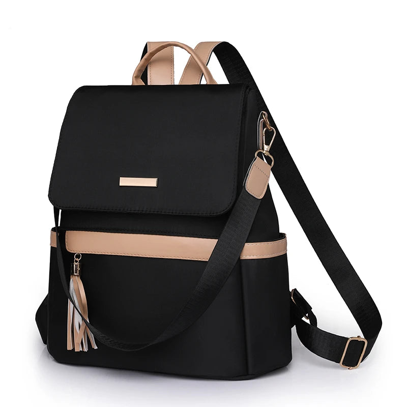 1 Anti-Theft Medium-Sized Classic Backpack With Black Minimalist Adjustable Shoulder Straps, Perfect For Outdoor, Travel, And Ba