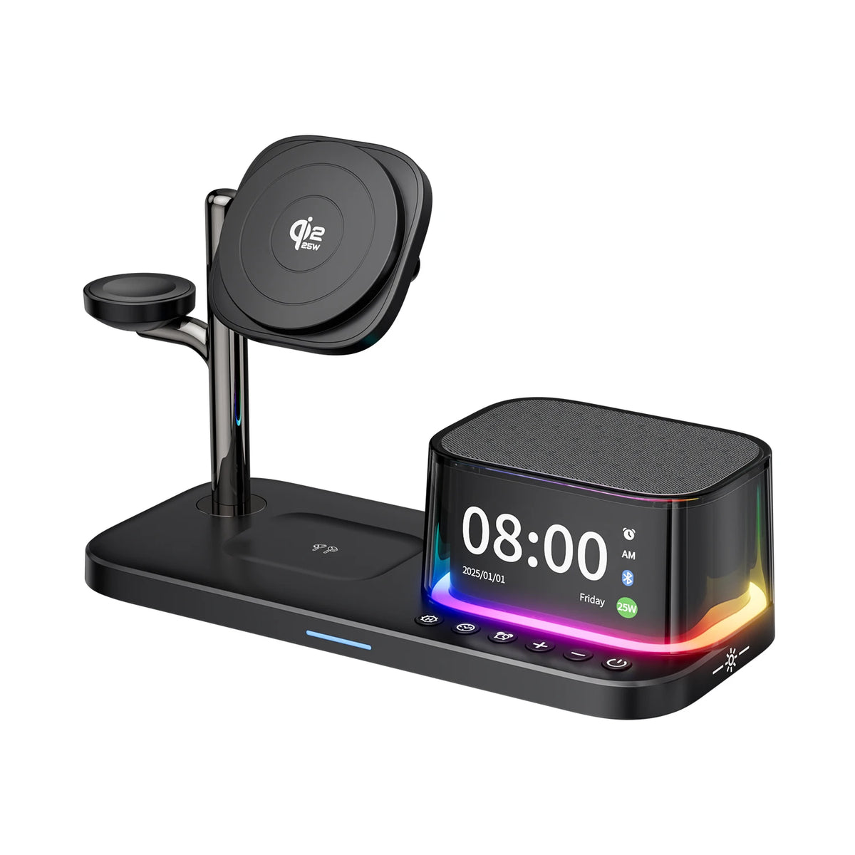 Qi2.2 25W 5 in 1 Magnetic Wireless Charger Stand Bluetooth Speaker Fast Charging For iPhone 17 Pro Apple Samsung Watch 2-9 SE