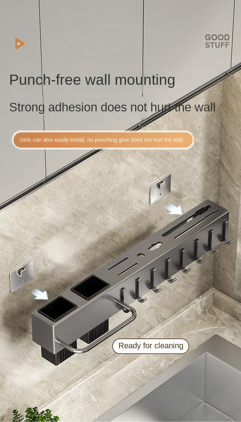 Tool-free Kitchen Shelf, Kitchen Accessories, Multifunctional Wall-mounted Chopstick Holder, Storage for Knives and Tools