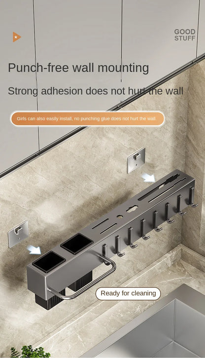 Tool-free Kitchen Shelf, Kitchen Accessories, Multifunctional Wall-mounted Chopstick Holder, Storage for Knives and Tools