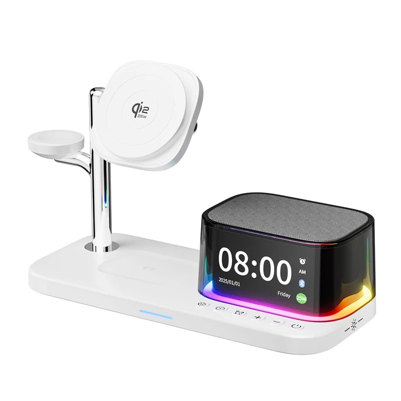 Qi2.2 25W 5 in 1 Magnetic Wireless Charger Stand Bluetooth Speaker Fast Charging For iPhone 17 Pro Apple Samsung Watch 2-9 SE