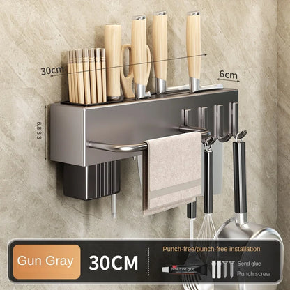 Tool-free Kitchen Shelf, Kitchen Accessories, Multifunctional Wall-mounted Chopstick Holder, Storage for Knives and Tools