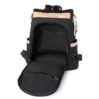 1 Anti-Theft Medium-Sized Classic Backpack With Black Minimalist Adjustable Shoulder Straps, Perfect For Outdoor, Travel, And Ba