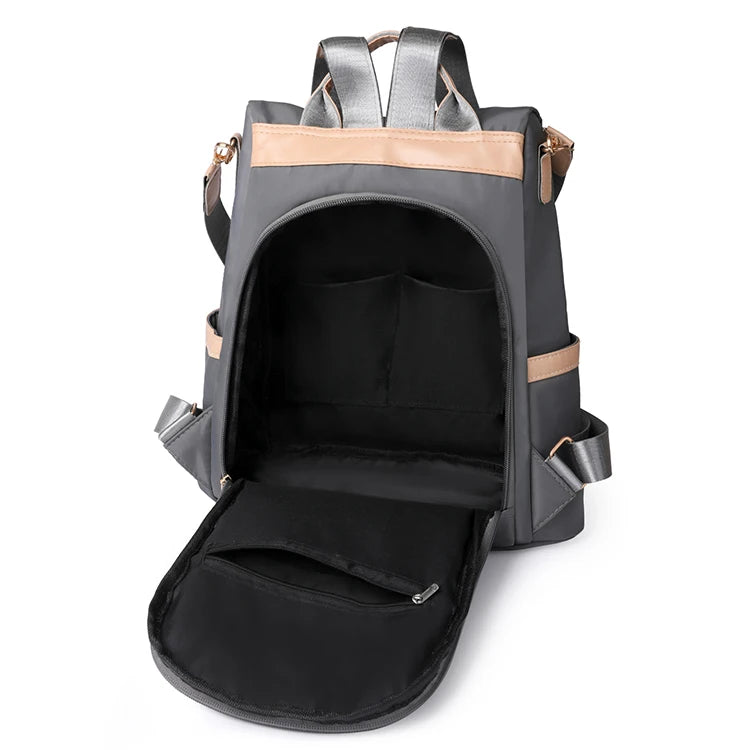 1 Anti-Theft Medium-Sized Classic Backpack With Black Minimalist Adjustable Shoulder Straps, Perfect For Outdoor, Travel, And Ba