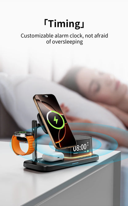 Qi2.2 25W 5 in 1 Magnetic Wireless Charger Stand Bluetooth Speaker Fast Charging For iPhone 17 Pro Apple Samsung Watch 2-9 SE