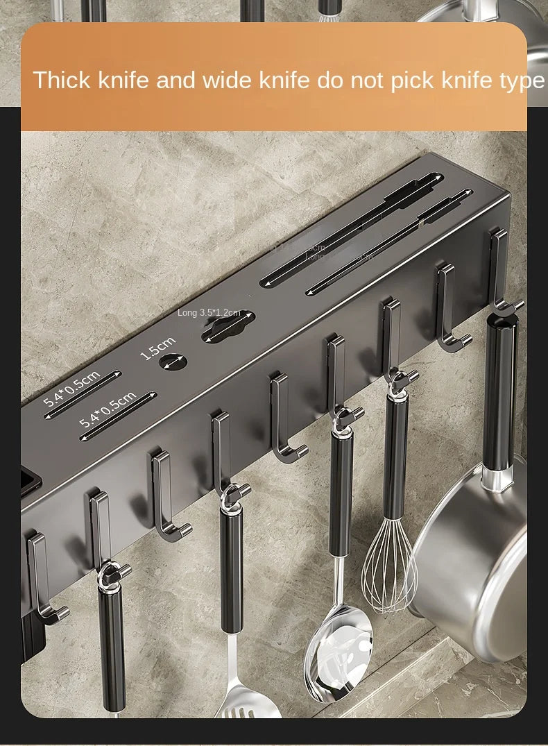 Tool-free Kitchen Shelf, Kitchen Accessories, Multifunctional Wall-mounted Chopstick Holder, Storage for Knives and Tools