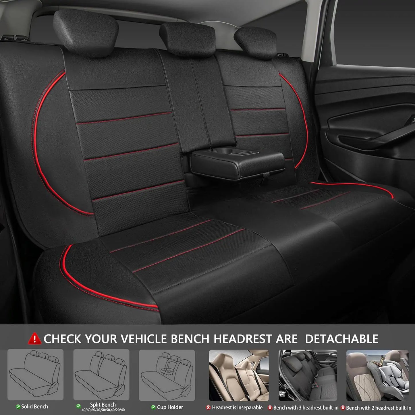 Universal Leather Car Seat Covers Simple Style Breathable  Full Set or Front Pair