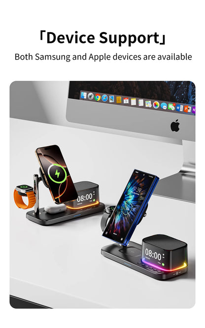 Qi2.2 25W 5 in 1 Magnetic Wireless Charger Stand Bluetooth Speaker Fast Charging For iPhone 17 Pro Apple Samsung Watch 2-9 SE