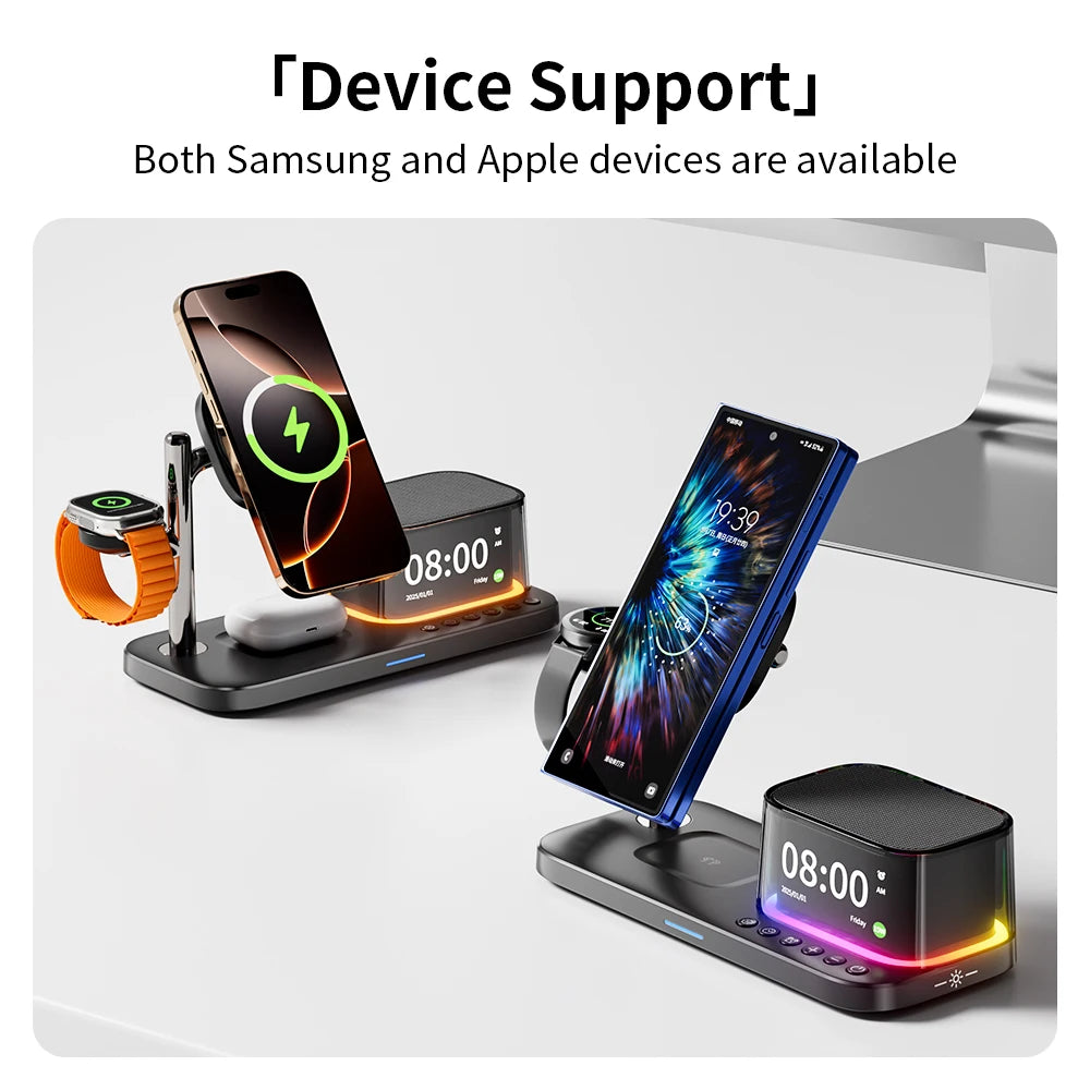 Qi2.2 25W 5 in 1 Magnetic Wireless Charger Stand Bluetooth Speaker Fast Charging For iPhone 17 Pro Apple Samsung Watch 2-9 SE