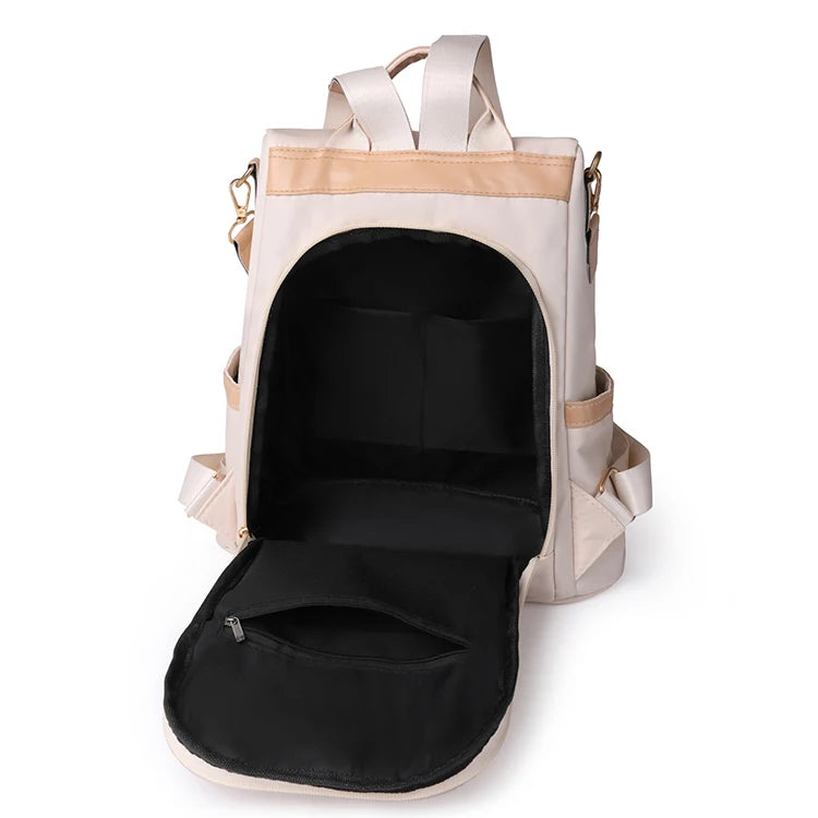 1 Anti-Theft Medium-Sized Classic Backpack With Black Minimalist Adjustable Shoulder Straps, Perfect For Outdoor, Travel, And Ba