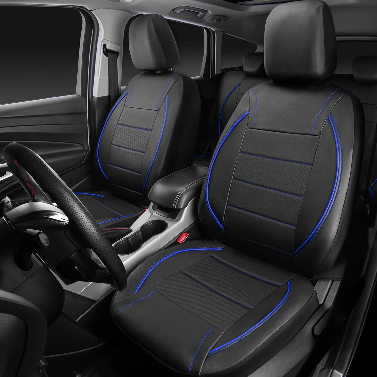 Universal Leather Car Seat Covers Simple Style Breathable  Full Set or Front Pair