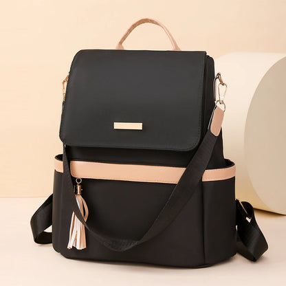 1 Anti-Theft Medium-Sized Classic Backpack With Black Minimalist Adjustable Shoulder Straps, Perfect For Outdoor, Travel, And Ba