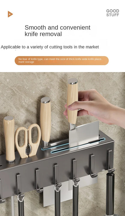 Tool-free Kitchen Shelf, Kitchen Accessories, Multifunctional Wall-mounted Chopstick Holder, Storage for Knives and Tools