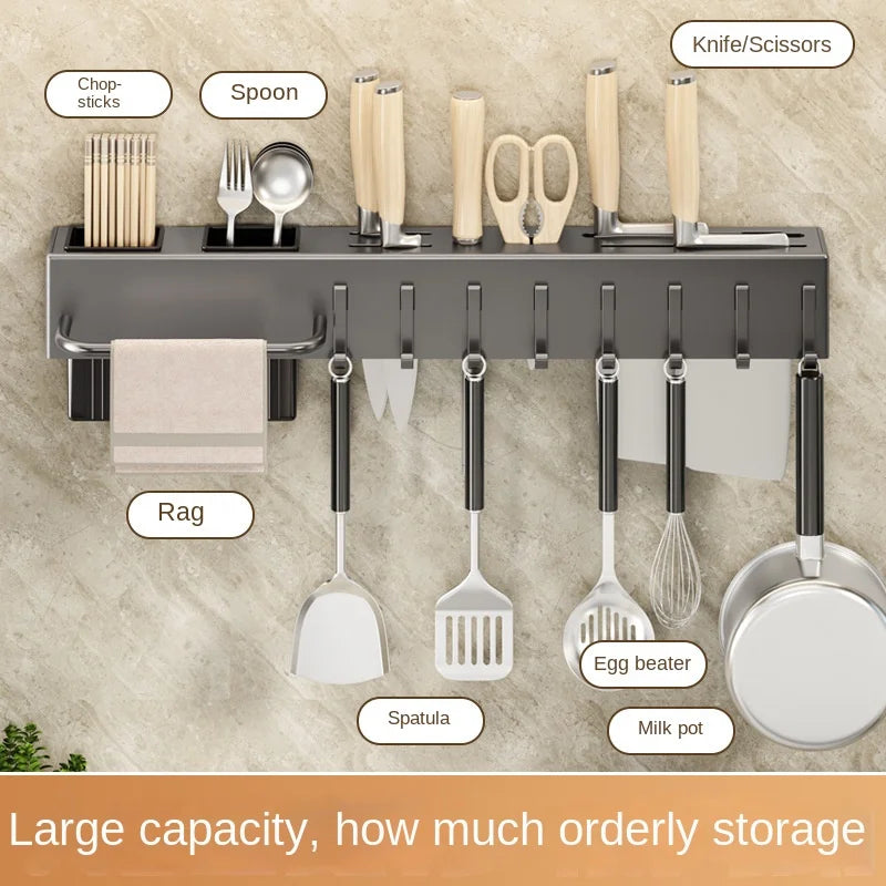 Tool-free Kitchen Shelf, Kitchen Accessories, Multifunctional Wall-mounted Chopstick Holder, Storage for Knives and Tools