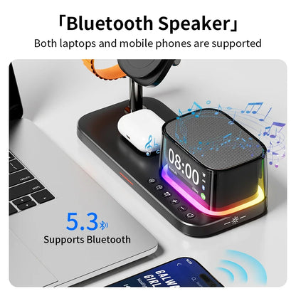Qi2.2 25W 5 in 1 Magnetic Wireless Charger Stand Bluetooth Speaker Fast Charging For iPhone 17 Pro Apple Samsung Watch 2-9 SE