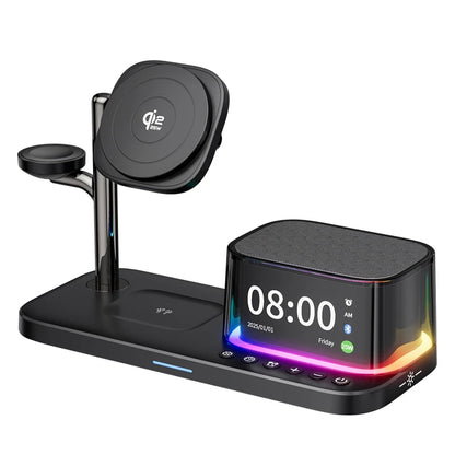 Qi2.2 25W 5 in 1 Magnetic Wireless Charger Stand Bluetooth Speaker Fast Charging For iPhone 17 Pro Apple Samsung Watch 2-9 SE