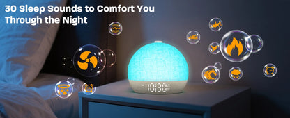 Wake Up Light Sunrise Alarm Clock Timer 30 White Noise Sound Machine Dimmable RGB Night Lights Sleep Aid Snooze Ideal for Gift